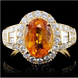 18K Gold 3.10ct Sapphire & 1.04ct Diamond Ring
