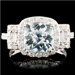 14K Gold 2.04ct Aquamarine & 0.80ctw Diamond Ring
