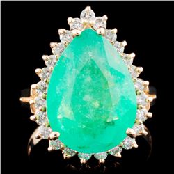 14K Gold 5.14ct Emerald & 0.53ctw Diamond Ring