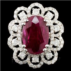 *GIA 18K Gold 6.07ct Ruby & 1.80ctw Diamond Ring