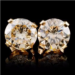 14K Yellow Gold 3.36ct Fancy Color Diamond Earring