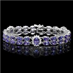 14K White Gold 23.45ct Tanzanite & 1.30ct Diamond
