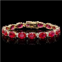 `14k Gold 36.23ct Ruby 1.50ct Diamond Bracelet