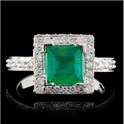 14K White Gold 1.35ct Emerald & 1.64ct Diamond Rin