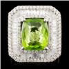 Image 1 : 18K Gold 5.65ct Peridot & 1.73ctw Diamond Ring