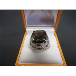 Sterling Silver Men's Large Quartz Ring