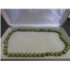 Image 1 : Genuine Nephrite Jade Bead Cubic Clasp Necklace