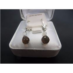 Sterling Silver Genuine Smokey Quartz Earrings