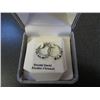 Image 2 : Sterling Silver Simulated Emerald Hoop Earrings