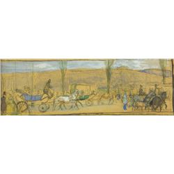 Watercolour on Panel Oswald Roux 1880-1960