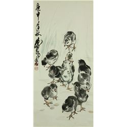 Watercolour on Paper Scroll Huang Zhou 1925-1997