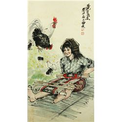 Watercolour on Paper Scroll Huang Zhou 1925-1997