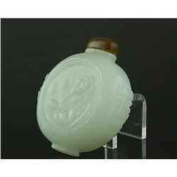 Chinese White Jade Carved Snuff Bottle