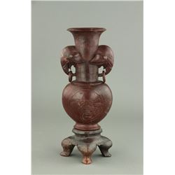Chinese Shoushan Stone Carved Vase