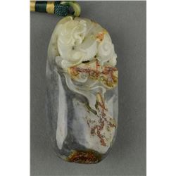 Chinese Two Tone Jade Toggle Carved Chilong