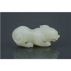 Chinese White Jade Carved Crouching Chilong
