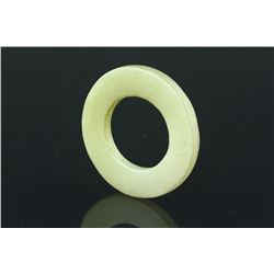 Chinese 19th C. White Jade Carved Circle Pendant