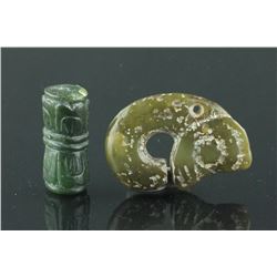 Two Pieces of Chinese Archaic Jade Pendants
