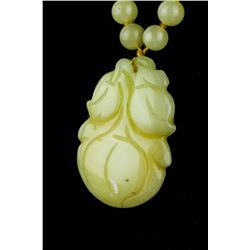 Chinese Yellow Jade Pendant Necklace