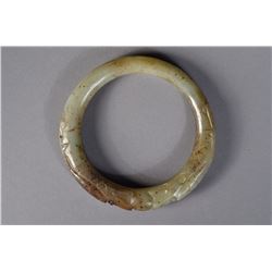 Chinese Hardstone Bangle Dragon & Pearl Design