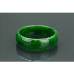 Chinese Green Jade Carved Bangle