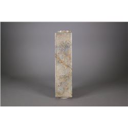 Chinese Celadon Jade Carved Square Cong