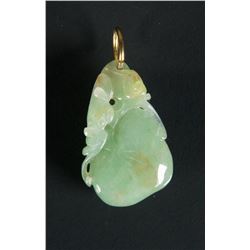 Chinese Apple Green Jadeite Peach Chi Long Pendent