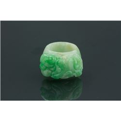 Chinese Green Jadeite Carved Ring