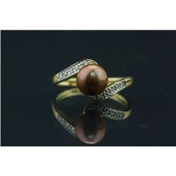 14K Yellow Gold Pearl and Diamond Ring CRV $615