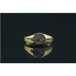 10K Yellow Gold Diamond Initial "C" Ring