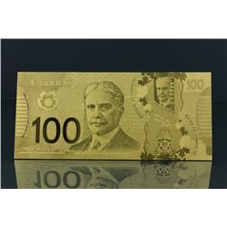 24K Gold Foil Canadian One Hundred Dollar Bill