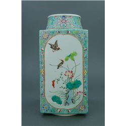 Chinese Turquoise Ground Porcelain Vase Jiaqing Mk