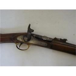 A BRITISH SNIDER PATTERN MILITARY.577 BORE RIFLE, this variant working on a internal firing actio...