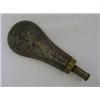 Image 1 : A PLAIN STEEL BODIED POWDER FLASK with brass nozzle, together with a priming flask of similar for...