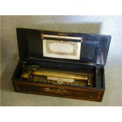 A TABLE TOP CYLINDER MUSICAL BOX, late 19th / early 20th century, playing eight airs, No.11008, w...