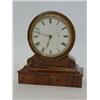 Image 1 : A WALNUT SMALL TIMEPIECE, Victorian, 10cm circular Roman dial, rectangular plinth, height 17cm, (...