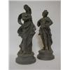 Image 1 : A PAIR OF SPELTER FIGURES, late 19th century, theatrical subjects after 'Loiteum', height 43cm (2...