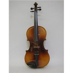 A CASED REGENT VIOLIN AND TWO BOWS, two piece back, length 41cm  £30-40...