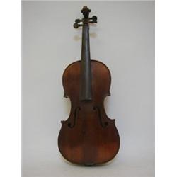 A CASED VIOLA, late 19th century, single piece back, length 37cm, printed label inside 'Joseph Kl...