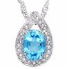 Image 1 : Natural Blue Topaz & Diamond Pendant