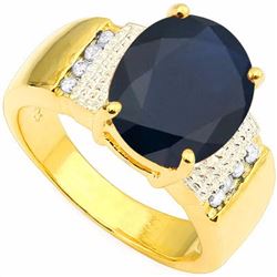 Natural Black Sapphire & Diamond 4.18 carats Ring