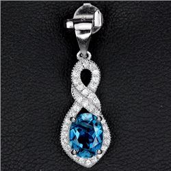 Natural London Blue Topaz Pendant