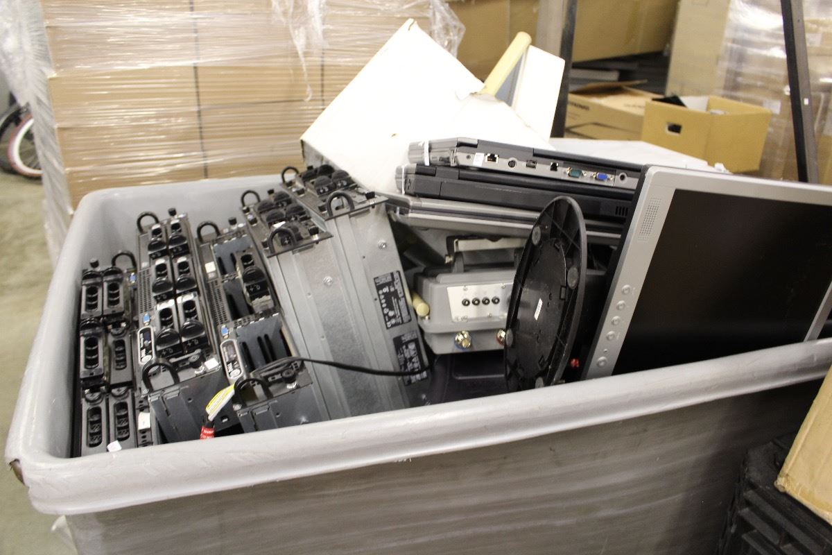 2 LARGE CONTAINERS OF ASSORTED ELECTRONICS AND COMPUTERS AND MISC., BIN ...