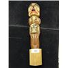 Image 1 : Carved totem pole Signed Randy Goldsmith Chief figure holding copper