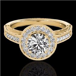 Genuine 1.50 CTW Certified G-I Genuine Diamond Bridal Solitaire Halo Ring Gold - 33744-REF#135F5M