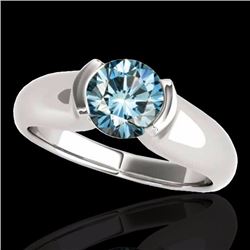 Genuine 1.0 CTW Certified Fancy Blue Genuine Diamond Solitaire Bridal Ring Gold - 35178-REF#106N7G