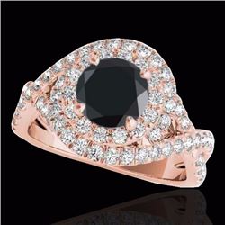 Genuine 2.0 CTW Certified Black Genuine Diamond Bridal Solitaire Halo Ring Gold - 33877-REF#90N5G