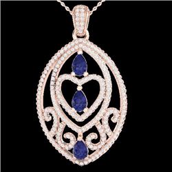 Natural 3.50 CTW Tanzanite & Micro Pave Diamond Certified Heart Necklace 18 Gold - 21296-REF#128R2Z