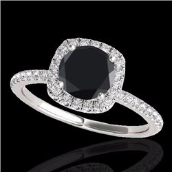 Genuine 1.25 CTW Certified Black Genuine Diamond Bridal Solitaire Halo Ring Gold - 33328-REF#50T5X