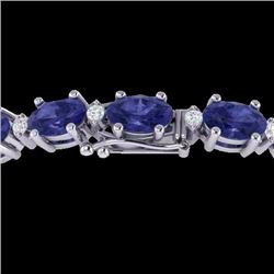 Natural 15 CTW Tanzanite & Diamond Certified Eternity Bracelet 10K Gold - 21462-REF#101R6Z